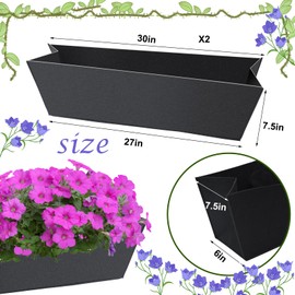 2PCS 30Inch Rectangle Window Box Liner Felt Planter Basket Liner Insert Black Plant Container Liners Non Woven Fabric Liner for Garden Fence Wall Railing Hanging Flower Pot - Avoid Bird Nesting