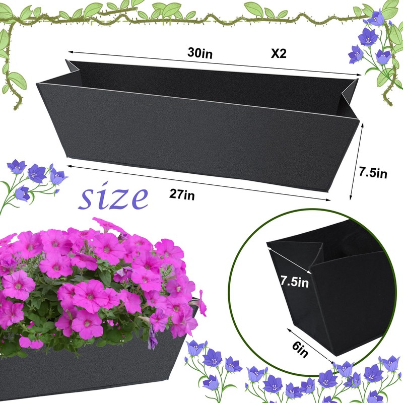 2PCS 30Inch Rectangle Window Box Liner Felt Planter Basket Liner