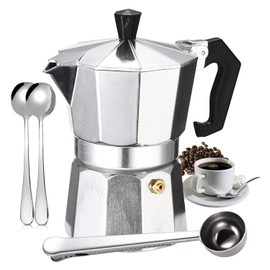 VASA NAMA 6 Tazas Pequeñas Cafetera Italiana Moka Espresso, Cafetera Espresso de Aluminio para Café, Italiana Cafetera Percolator de Espresso, Olla octogonal de aluminio pulido a mano（300ML）