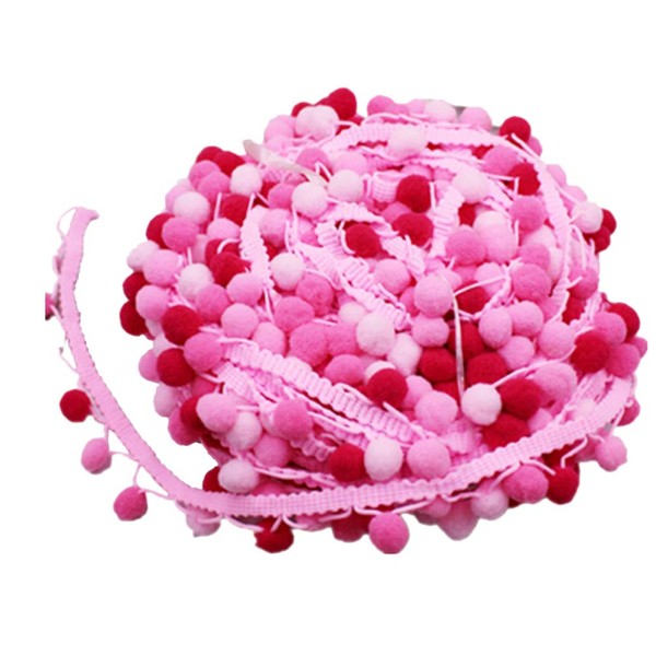 EXCEART Pompom Garland Bobble Ribbon 4.5 m DIY Scrapbooking Sewing Border Craft Sewing Decorating for Dress Scarf Hat Curtain Party Easter (Pink)