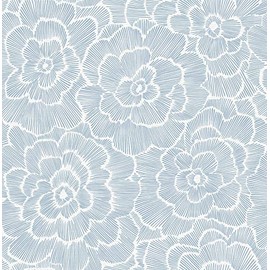 A-Street Prints 2969-26039 Periwinkle Textured Floral Wallpaper, Blue