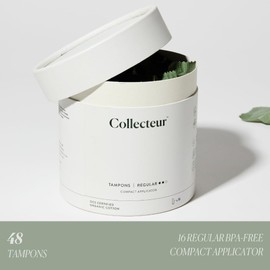Collecteur OCS Organic Tampons, with BPA-Free Compact Applicator, Regular Absorbency, 16 Regular Tampons, Pack of 3