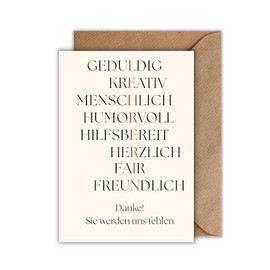 WBdesignz Thank You Card "Teacher" with Envelope - Personal Teacher Card with Acrostic for Leaving or End of School (DIN A6)