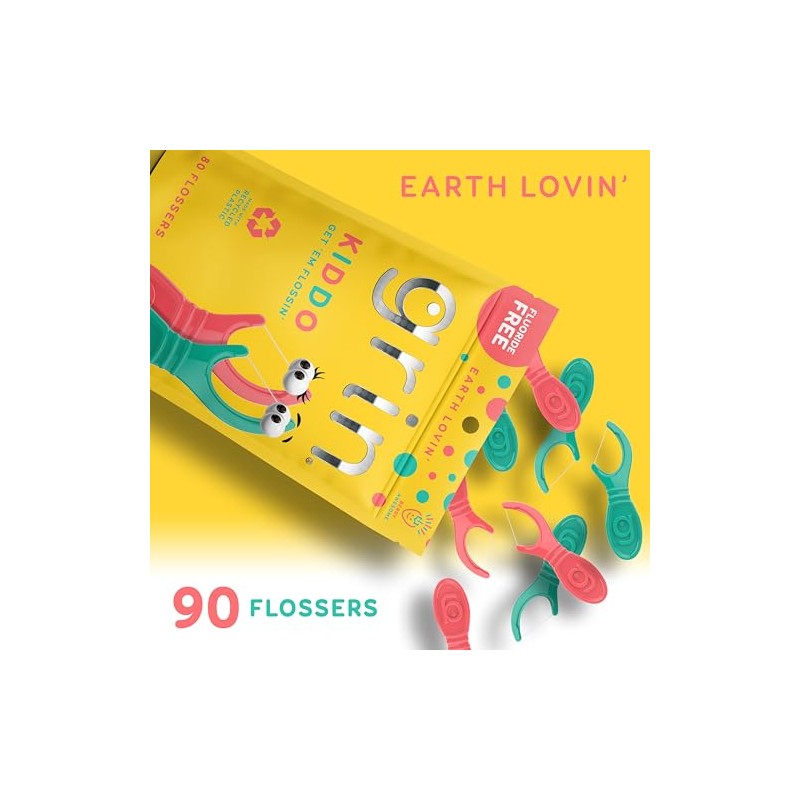 GRIN, Kiddo Flossers, Hilo Dental Divertido y Ecológico para Niños,