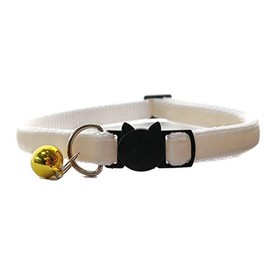 Velvet Cat Collars with Bell | Quick Safety Release Breakaway Buckle | Handmade in the UK | Available in Cat & Kitten Size | Cream Velvet