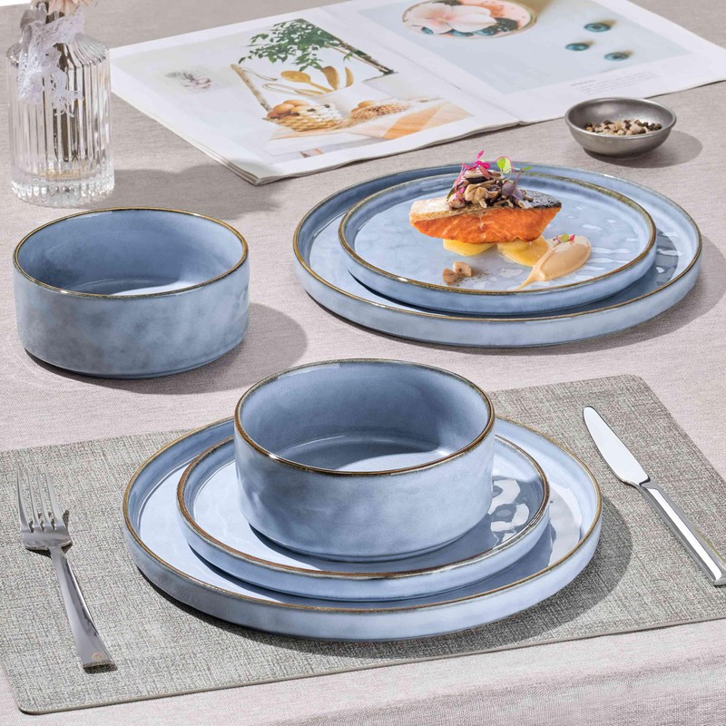 Herogo 18 Pieces Dishes Sets for 6, Stoneware Dinnerware Dishwasher