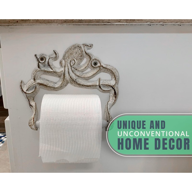Decorative Cast Iron Octopus Toilet Paper Holder – Wall Mounted