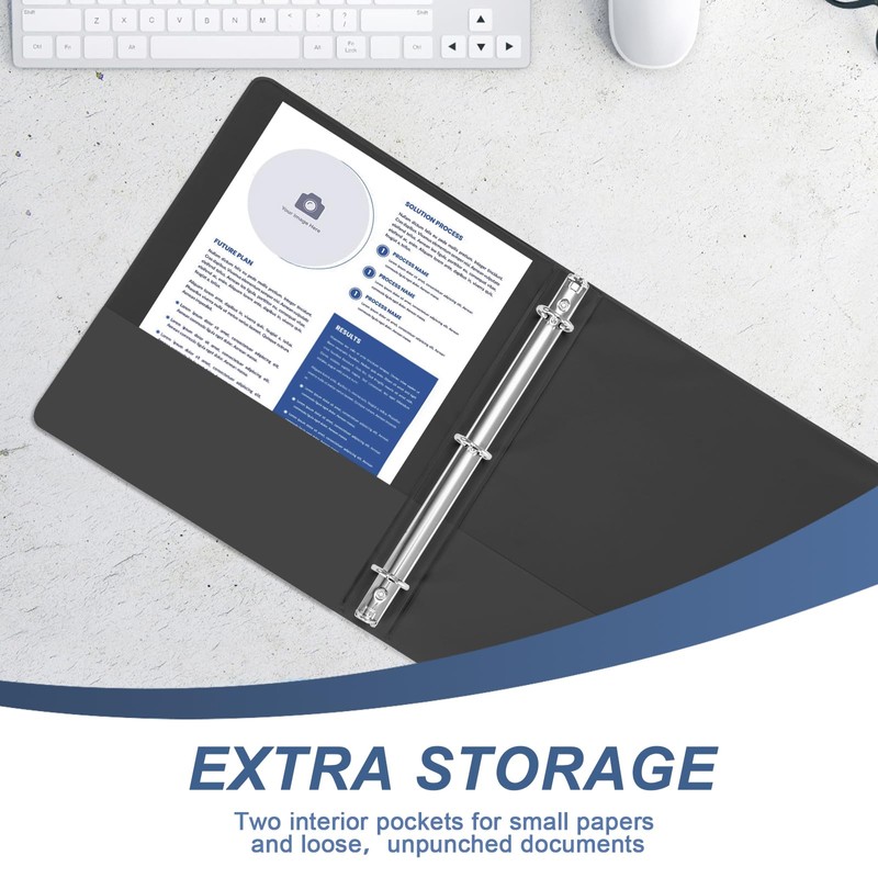 1 Inch 3-Ring Binder with 2 Interior Pockets, Heavy Duty