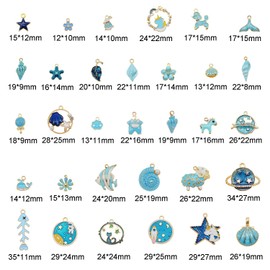 JJGQAZ 40Pcs Charms for Jewelry Making, Wholesale Bulk Assorted 4 Colors Gold-Plated Enamel Charms Earring Charms for DIY Necklace Bracelet Jewelry Making and Crafting (Set B)