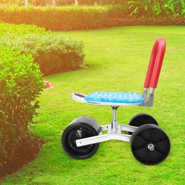 LOYALHEARTDY Garden Cart Rolling Work Seat Outdoor Lawn Yard Patio Pick Wagon Scooter for Planting, Adjustable Height 360 Degree Swivel Seat （Allowable Weight: 330.69 pounds）