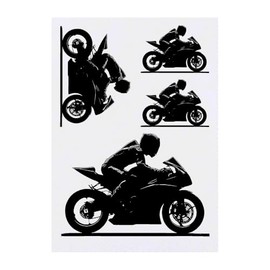 Azeeda 4 x 'Mann auf Sportmotorrad' Temporäre Tattoos - Wasserfest, Hautfreundlich & Ungiftig · Transfers in Verschiedenen Größen (TO00083370)