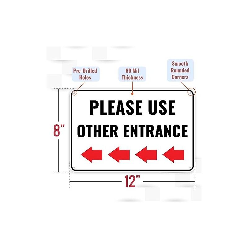 1PC Please Use Other Door Sign Left Arrow, 12 x