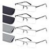 HIGHLIKE 4-Pack Blue Light Reading Glasses for Men, Metal Half