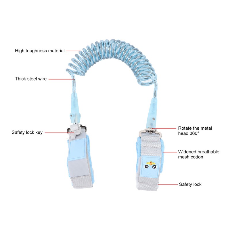 2m Toddler Wrist Link Prevent Lost 360 Degrees Rotating Night