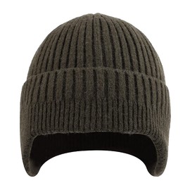 Zsedrut Winter Beanie Hat for Men Women Warm Knit Cuffed Beanie Wool Adult Toque(Earflap Army Green)