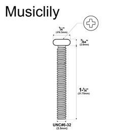 Musiclily Ultra UNC#6-32x1-1/4 Inch Stainless Steel Saddle Intonation Screws for USA Electric Guitar Bass Bridge, Nickel (Set of 10)