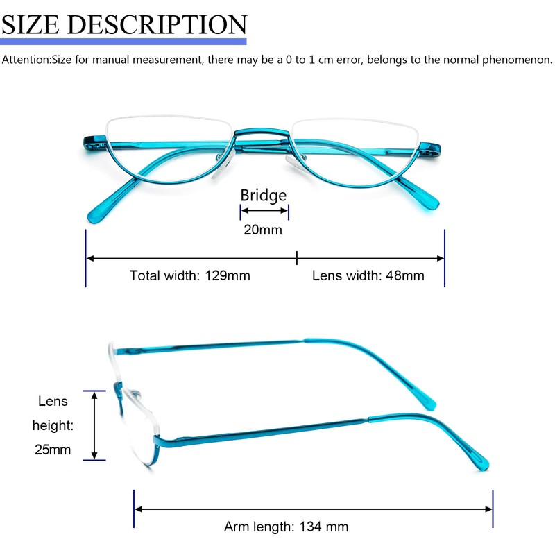 REAVEE 4 Pack Half Lens Reading Glasses for Women Retro
