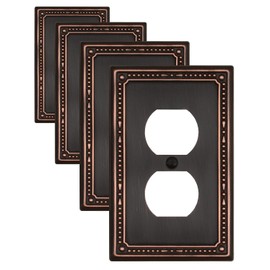 ZILLSEA 4-Pack Aged Bronze Outlet Covers, Metal Duplex Wall Plates for Electrical Outlets, Light Switches, Decorative Pearl Receptacle Covers, 1 Gang, 3.15''*4.88'', Midsize
