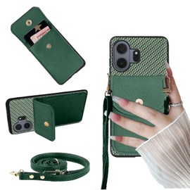 Tuxiwei for TCL NXTPAPER 70 Pro 5G Case with Card Holder, TCL NxtPaper 70 Pro 5G Wallet Cover Flip | Leather Faux with Card Holder, Stand, Detachable Lanyard Strap Crossbody Magnetic Buttons (Green)