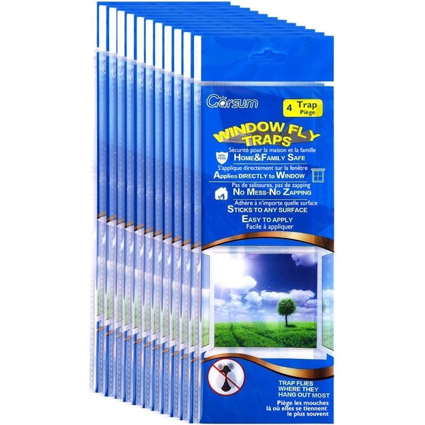 Garsum Window Fly Traps Indoor, 48 Pices Fly Paper Bug