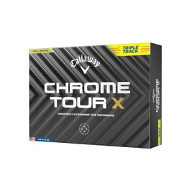 Callaway CHROME TOUR X YLW 24 Triple Track Golf Balls, 1 Dozen (12 Balls), 4-Piece Structure, Triple Track, Yellow