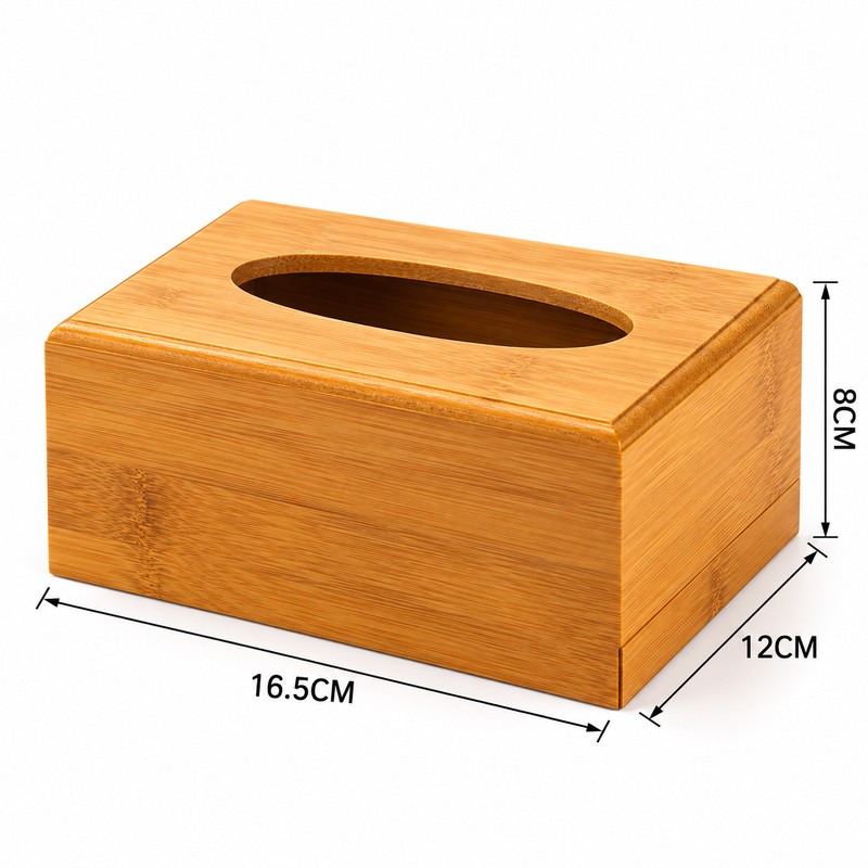 Bamboo Tissue Box Holder for Home and Office – Natural