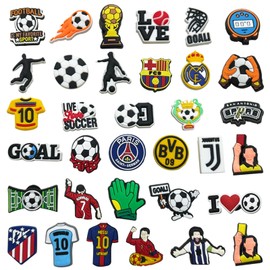 Bettinay 34 PCS Football Charms for Crocs Jibbitz Shoe, Pvc Shoe Accessories for Croc Charms Boys