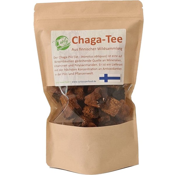 Curly Superfood Chaga Chunks from Finnish Wild Collection 250 g - Enough for a 3-Month Treatment - Chaga Mushroom Chunks for Chaga Tea - From Unspoiled Forests of Finland - Herb-Spicy Taste