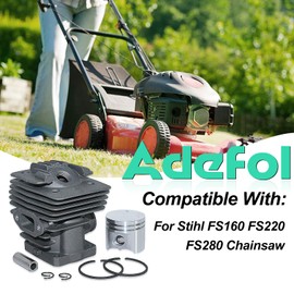 Adefol 38mm Cylinder Piston Kit for Stihl FS160 FS220 FS280 with Clutch Drum Bearings Assembly Air Filter Base Carburetor Gasket Replace 41190201204 41191200602 4119160290 41191602001