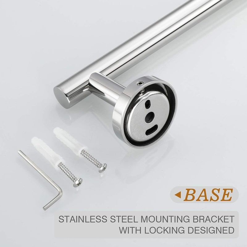 USHOWER Polished Chrome Bathroom Accessories Set, 24-Inch Towel Bar Set