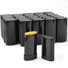 Furnido 15ml Travel Deodorant Containers,Top-Fill,Empty Plastic Oval Lip Balm Tubes for Chapstick,Lip Balm,Lotion Bar Sticks,Salve,Homemade Solid Lotion,Sample Size Deodorant-30 Pack,Black