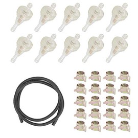 Kit de Filtro de de Gas en Línea para Motocicleta con Núcleo de Cobre + Línea de + 20 Abrazaderas para Moto de Nieve ATV UTV con Tubo de de 1/4 In (6,3 Mm)