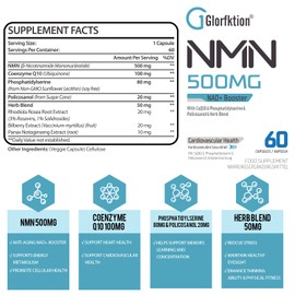 Glorfktion NAD Supplement | 750mg Advanced NAD Contains All 7 Ingredients in 1 Capsule | NAD+ Booster for Anti Aging | 60 Count Capsules (60 Count (Pack of 2))