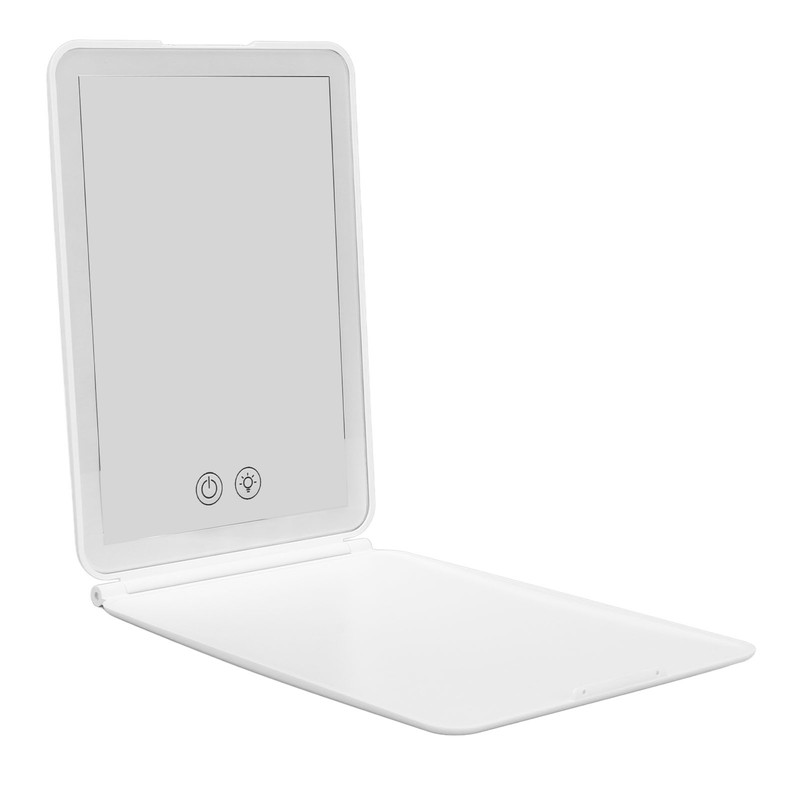 Lighted Makeup Mirror White Rechargeable ABS Housing Adjustable Brightness Portable