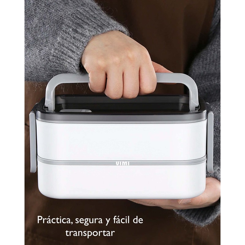 Lonchera De Acero Inoxidable Caja De Almuerzo Con Separadores (BLANCO)