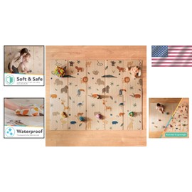 Extra-Large Foldable Baby Floor Mat with Animal Print - Safe Playtime 77” X 58”