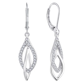 YL Teardrop Dangle Earrings 925 Sterling Silver Interlocked Leverback Earring Drop Jewelry for Women