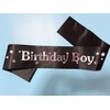 Generic Birthday Boy Sash Black, Silver Foil Letter Birthday Sash