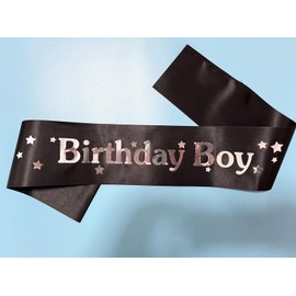 Generic Birthday Boy Sash Black, Silver Foil Letter Birthday Sash for Men Funny Birthday Party Favors for 10th 11th 13th 15th 16th 18th Bday Sash Gift Decorations (Black Silver)