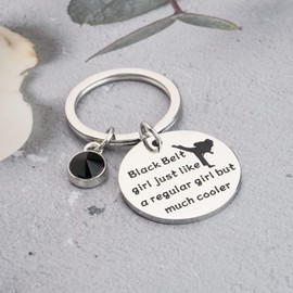 BAUNA Taekwondo Gift Martial Art Key rings Black Belt Girl Just Like a Regular Girl But Much Cooler for Taekwondo Lover (Taekwondo keychain)