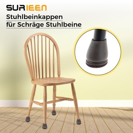 Pack of 16 Brown Protective Caps for Chair Legs, Chair Leg Caps with Felt for Straight and Oblique Chair Legs, Felt Gliders, Furniture Mat for Hardwood Floors (Round, 15-20 mm)