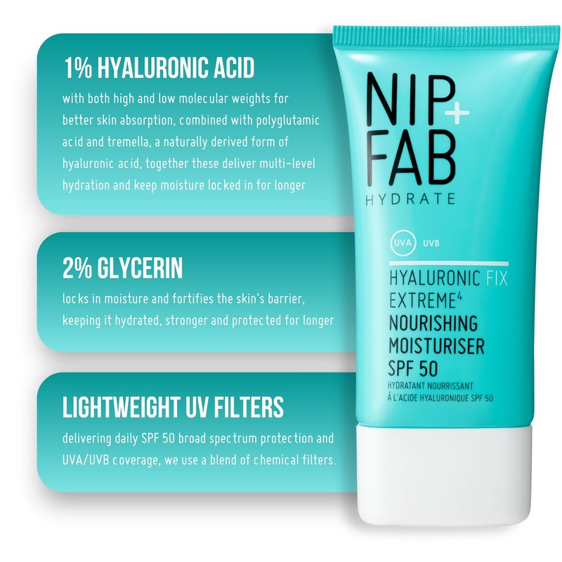 Nip + Fab Hyaluronic Fix Extreme4 Nourishing SPF 50 Moisturiser