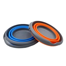 SAMMART 8.5L (2.2 Gallon) Collapsible Plastic Bucket - Foldable Round Tub - Portable Fishing Water Pail - Space Saving Outdoor Waterpot. Size 31cm Dia (Orange & Blue, 2)