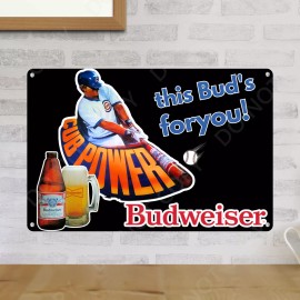 Budweiser Beer Metal Sign -This Bud’s For You, Bar Decor, Man Cave, Chicago Cubs