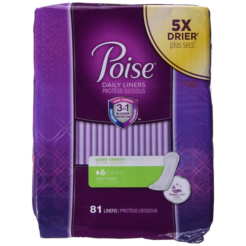 Poise Poise Incontinence Panty Liners, Very Light Absorbency, Long, 81