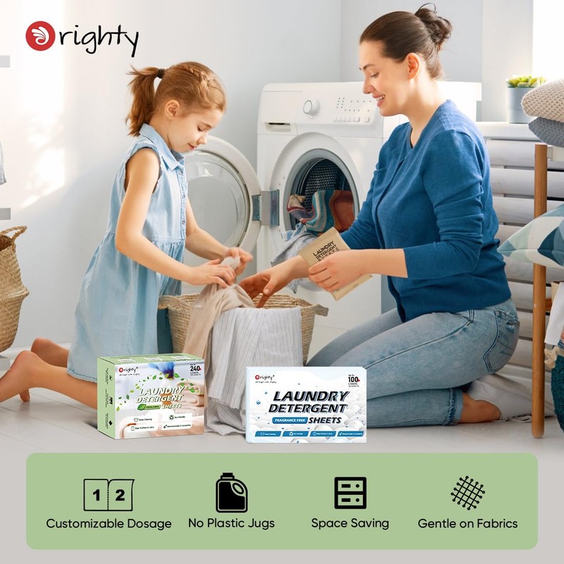 Orighty Laundry Detergent Sheets, 60 Count, Fresh Linen Scent, Eco-Friendly,
