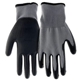 Boss Kid's Polyurethane Coated Work Gloves, Enhanced Grip, High Dexterity, Water Resistant, Comfort, Gray/Black, Youth, (B33021-Y)