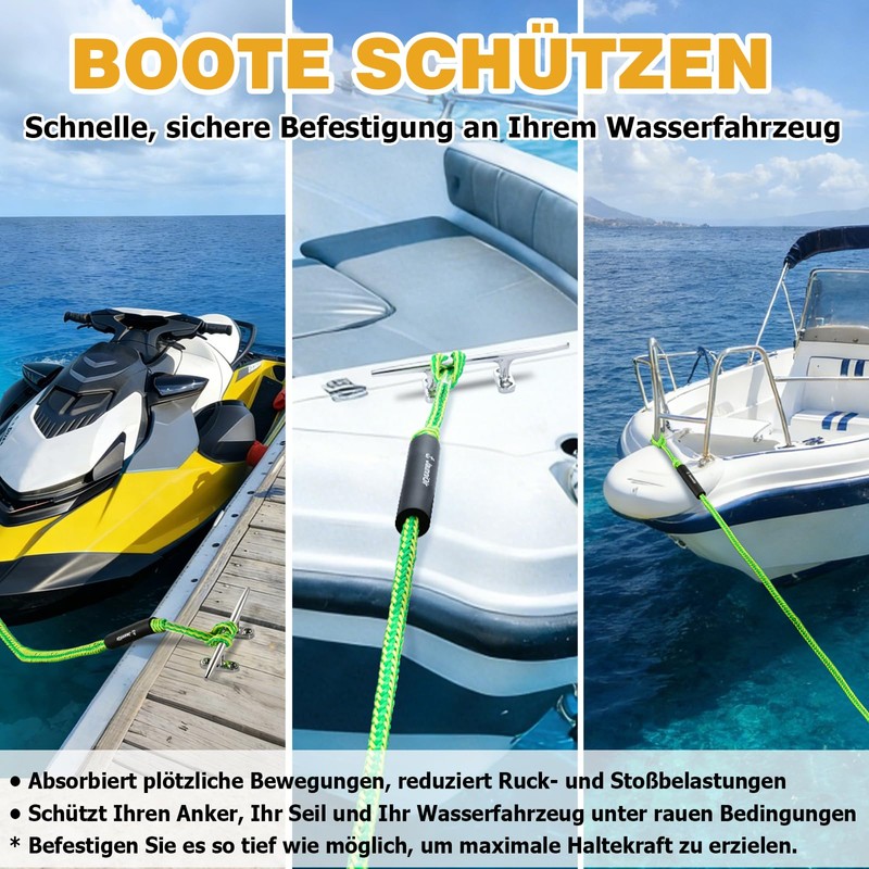 Bungee Boat Dock Line con clip in acciaio inox 316,