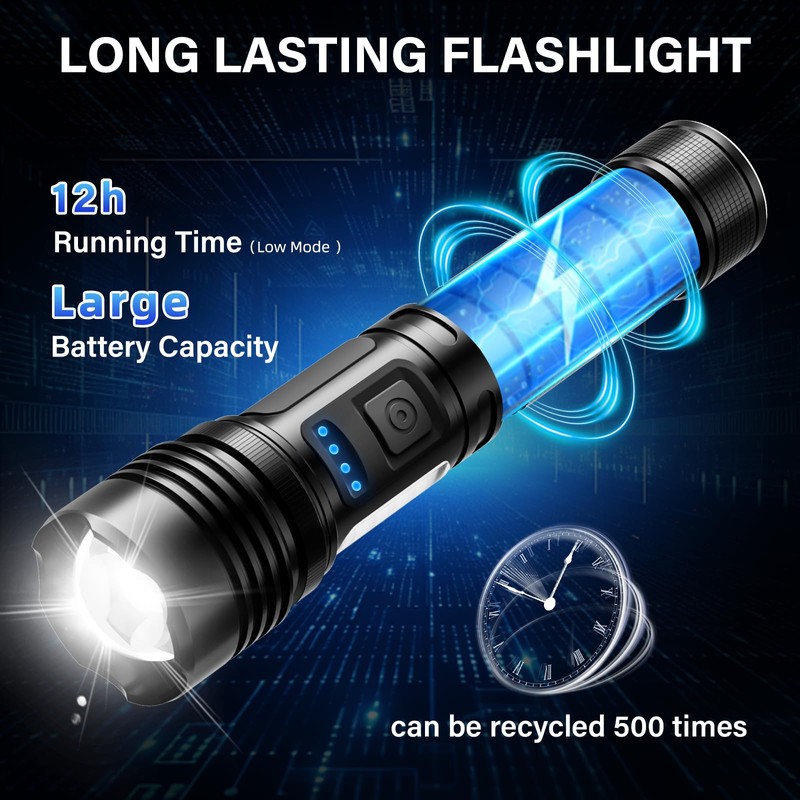 Flashlight High Lumens, Rechargeable Magnetic Super Bright Flashlights, 1000 Lumen