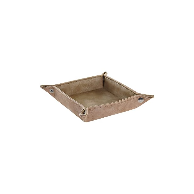 DRW Vassoio svuotatascarpe ecopelle marrone cammello 18 x 18 x